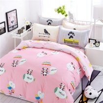 Elegant Pastel Shiny Pink White Teal and Red Animal Panda Balloon Monogrammed Print Girls 100% Cotton Twin, Full Size Bedding Sets