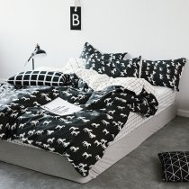 Black and White Horse Print Shabby Chic Twin, Full Size Bedding Sets