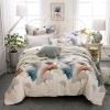 Gray Brown and Beige Ginkgo Leaf Vintage Full, Queen Size Bedding Sets