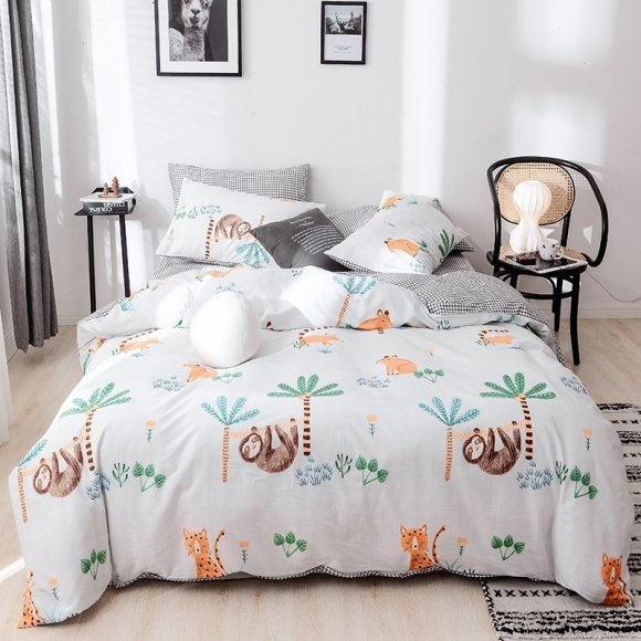 Cartoon Koala and Tiger Jungle Animal Kids Twin, Full Size Bedding Sets