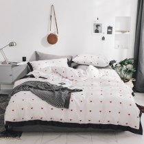 Black White and Red Romantic Heart Print Trendy Full Queen Size Bedding Sets