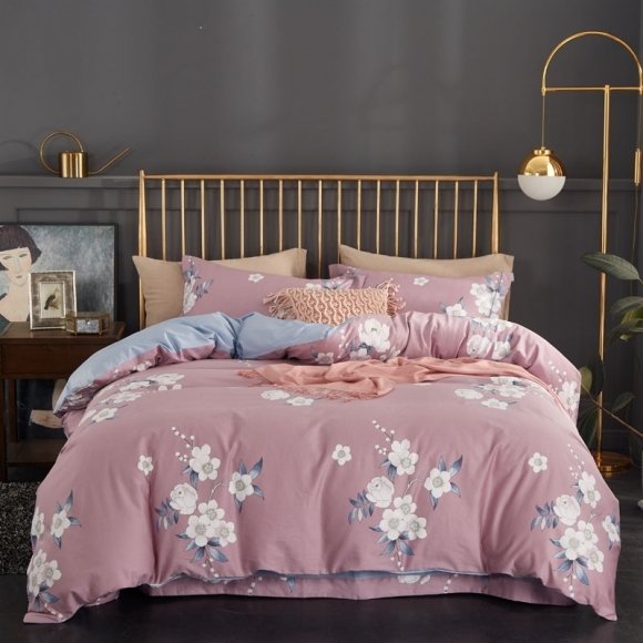 Puce Gray and White Rustic Chic Luxurious Full, Queen Size Bedding Sets
