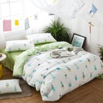 Hipster Pastel Mint Green Blue Yellow and White Potting Cactus Print Unique Kids 100% Cotton Twin, Full, Queen Size Bedding Sets