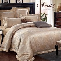 Vintage Champagne Gold Indian Bohemian Style Baroque Style Unique Western Style Jacquard Satin Full, Queen Size Bedding Sets