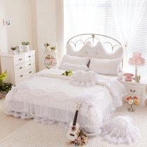 Elegant Girls White Romantic Lace Design Frilly Victorian Style Noble Excellence Twin, Full, Queen Size Bedding Sets