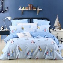 Boat Print Tropical Hawaiian Nautical Style Holiday Themed Masculine Twin, Full, Queen Size Bedding Sets