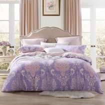 Gray Lavender and Pale Pink Victorian Gothic Pattern Bohemian Chic Baroque Style Full, Queen Size Bedding Sets