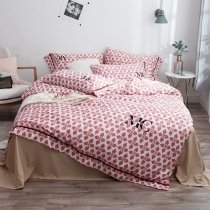 Coral Red and Tan Geometric Pattern Unique Full, Queen Size Bedding Sets
