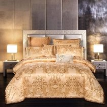 Luxury Gold Sequin Jacquard Royal Style Full, Queen Size Bedding Sets