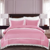 Girls Pink and White Lace Fancy Modern Chic Full, Queen Size Bedding Sets