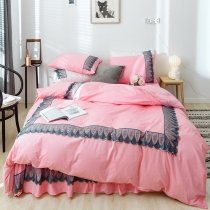 Black and Pink Feminine Romantic Style Twin, Full, Queen Size Bedding Sets