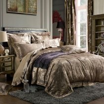 Classic Taupe Brown Jacquard with Rustic Western Pop Paisley Print Shabby Chic Full, Queen Size Unique Adults Bedding Sets