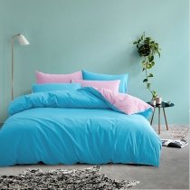 Simply Chic Solid Aqua Blue and Plain Blush Pink Elegant Girly Girls Soft 100% Natural Cotton Twin, Full, Queen Size Bedding Sets