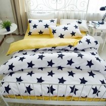 Personalized Fashion Black White and Yellow Star Print Boutique Kids Eco-friendly 100% Cotton Twin, Full, Queen Size Bedding Sets
