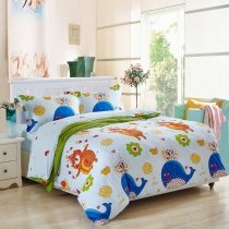Kids Animal Bear and Whale Print 100% Cotton Twin, Full Size Bedding Sets