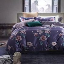 Dark Purple Pink and Green Botanical Garden Floral and Butterfly Print Rustic Chic Feminine Full, Queen Size Bedding Sets