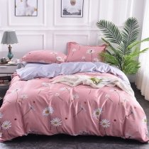 Pink Gray and White Antique Daisy Flower Full, Queen Size Bedding Sets
