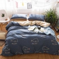 Unique Dark Blue and Camel Brown Monogrammed with Abstract Whale Print Marine Life Kids 100% Cotton Twin, Full, Queen Size Bedding Sets