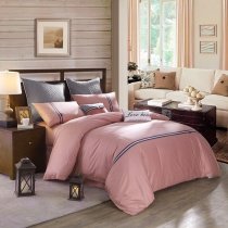 Pale Pink and Black Solid Colored Simply Chic Elegant Girls Twin, Full, Queen Size Bedding Sets