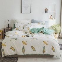 Mint Green Yellow and White Corn Print Hipster Unique Rustic Chic Simply Chic Full, Queen Size Bedding Sets
