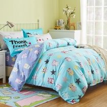 Aqua Yellow Gray and Black Hipster Tween Boys Owl Print Animal Themed Funky Full, Queen Size Bedding Sets