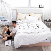 Vogue Teens Black and White Bicycle Print and Monogrammed Modern Chic Hipster Full Size Bedding Sets