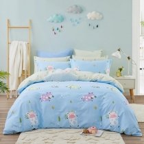 Funky Purple Green and Sky Blue Cow Print Farm Animal Twin, Full, Queen Size Bedding Sets for Teen Girls and Boys