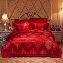 Boutique Red Boutique Noble Excellence Oriental Style Girly Jacquard Satin Full, Queen Size Bedding Sets