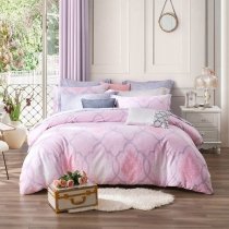 Gray and Pale Pink Moroccan Pattern Elegant Feminine Full, Queen Size Bedding Sets
