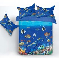 Bright Colorful Fish and Coral Reef Print Undersea World 3D Design Girls, Boys, Kids Twin, Full, Queen Size Bedding Sets