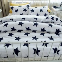 Contemporary Modern Chic Black and White Personalized Star Print Boutique 100% Natural Cotton Twin, Full, Queen Size Bedding Sets