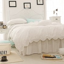 Beige Bohemian Tribal Pattern Vintage Drop Ruffle Victorian Lace Romantic Elegant Twin, Full, Queen Size Bedding Sets