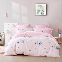 Funky Aqua Blue and Pink Cactus Print Pastel Style Trendy and Unique Twin, Full, Queen Size Bedding Sets