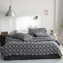 Southwestern Style lack and White Geometric Ikat Print Vintage Shabby Chic Rustic Western Full, Queen Size Masculine Bedding Sets