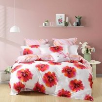 Beautiful Watercolor Flower Print Contemporary Modern Chic Oriental Style Full, Queen Size Bedding Sets