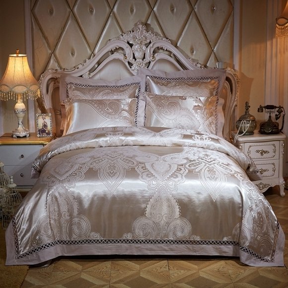 Boutique Silver Medieval Indian Pattern Noble Excellence Luxury Bohemian Style Full, Queen Size Bedding Sets