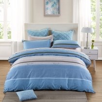 Blue and Gray Masculine Striped Print Simply Shabby Chic Teens Bedding Sets