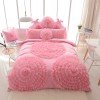 Elegant Girls Solid Pink Gathered Waterfall Ruffle Applique Noble Excellence Twin, Full, Queen Size Bedding Sets
