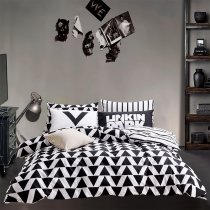 Black and White Abstract Design Geometric Pattern Hipster Style Unusual 100% Cotton Twin, Full Size Bedding Sets