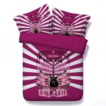Trendy Girls Guitar Print Music Note Hippie Style Twin, Full, Queen, King Size Bedding Sets