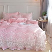 Pink Bohemian Tribal Vintage Shabby Chic Victorian Lace Attached Dust Ruffle Elegant Girls Soft Flannel Full, Queen Size Bedding Sets