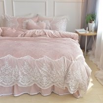 Dusty Rose Pink Bohemian Tribal Elegant Girly Vintage Shabby Chic Victorian Lace Ruffle Girls Soft Flannel Full, Queen Size Bedding Sets
