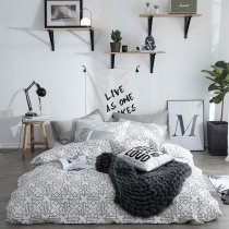 Hipster Black and White Lattice Print Simply Shabby Chic Traditional Abstract Design Twin, Full, Queen Size Bedding Sets