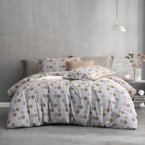 Copper Brown Gray and White All Polka Dot Print Shabby Chic Hipster Full, Queen Size Bedding Sets