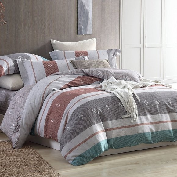 Masculine Simply Soft Striped Print Full, Queen Size Bedding Sets