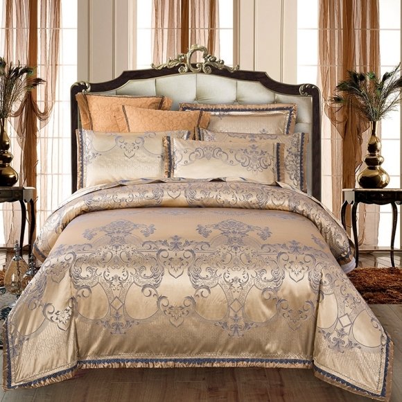 Metallic Gold Medieval Pattern Antique Adult Full, Queen Size Bedding Sets