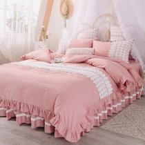 Feminine Ruffled Edge and Lace Elegant Girly Full, Queen Size Bedding Sets