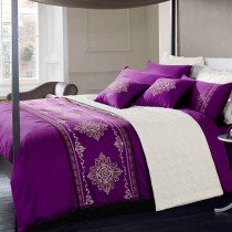 Luxury Purple Indian Pattern Hotel Style Western Style Embroidered Design Full, Queen Size Bedding Sets