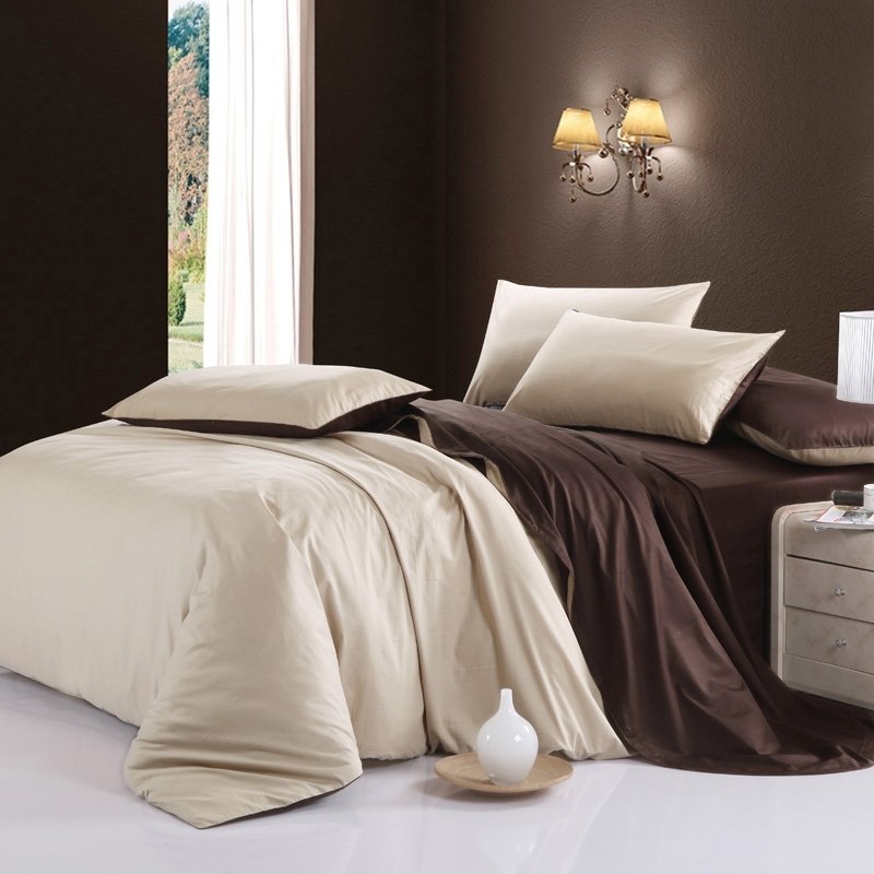 Simply Modern Chic Solid Chocolate Brown and Plain Beige Fine Luxury