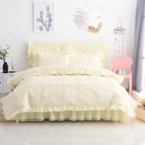 Sophisticated Elegant Cream Quilted Heart Pattern Scalloped Ruffle Vintage Victorian Lace Girls Cotton Full, Queen Size Bedding Sets